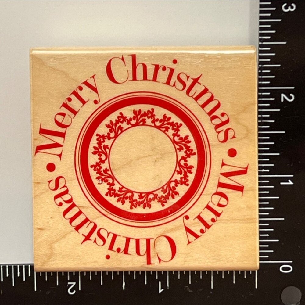 Merry Christmas Circle LE802 Rubber Stamp HAMPTON ART DANIELLE JOHNSON LIMITED